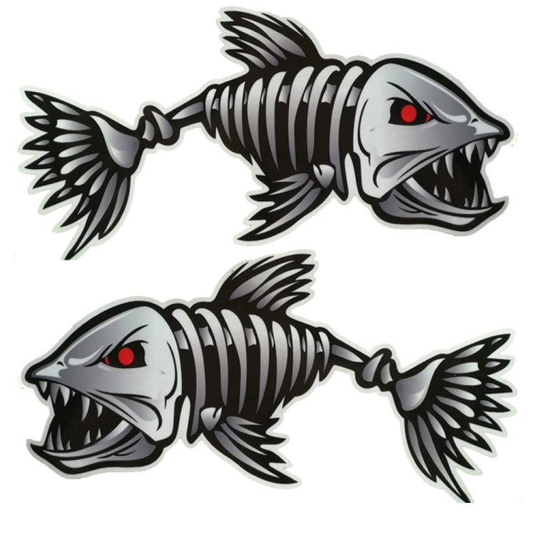10 PCS Horror Skeleton Shark Fishing Daren Cover Scratch Reflective Waterproof Personality Body Sticker 25*13cm by buy2fix