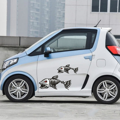 10 PCS Horror Skeleton Shark Fishing Daren Cover Scratch Reflective Waterproof Personality Body Sticker 25*13cm by buy2fix