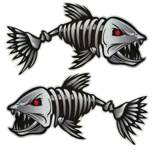 10 PCS Horror Skeleton Shark Fishing Daren Cover Scratch Reflective Waterproof Personality Body Sticker 30*15cm by buy2fix