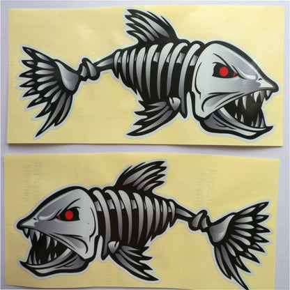 10 PCS Horror Skeleton Shark Fishing Daren Cover Scratch Reflective Waterproof Personality Body Sticker 30*15cm by buy2fix