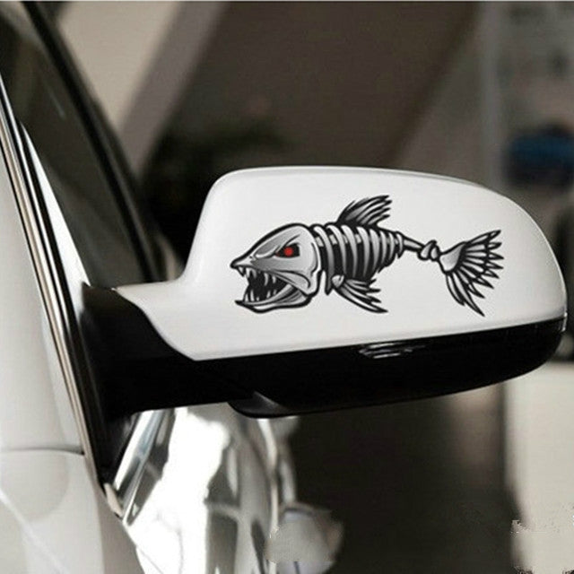 10 PCS Horror Skeleton Shark Fishing Daren Cover Scratch Reflective Waterproof Personality Body Sticker 30*15cm by buy2fix