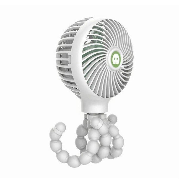 Octopus Deformed Cartoon Folding USB Rechargeable Mini Handheld Fan(White) by buy2fix