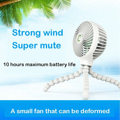 Octopus Deformed Cartoon Folding USB Rechargeable Mini Handheld Fan(White) by buy2fix