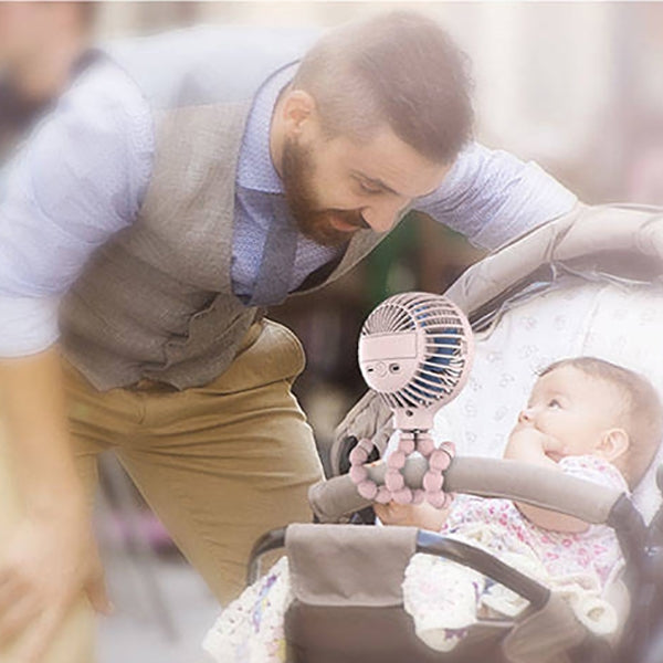 Octopus Deformed Cartoon Folding USB Rechargeable Mini Handheld Fan(Pink) by buy2fix