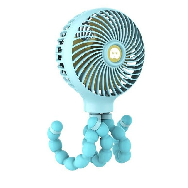 Octopus Deformed Cartoon Folding USB Rechargeable Mini Handheld Fan(Blue) by buy2fix