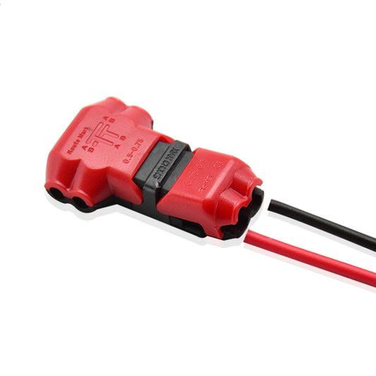 5PCS Peel-free Quick Connector Two-core T-type 2-wire Stripping Terminal Block, Random Color Delivery - Connectors by buy2fix | Online Shopping UK | buy2fix