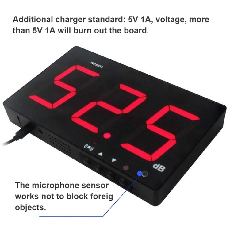 SNDWAY SW525A Wall-mounted 30-130dB Large Screen Digital Display Noise Decibel Monitoring Testers - Light & Sound Meter by SNDWAY | Online Shopping UK | buy2fix