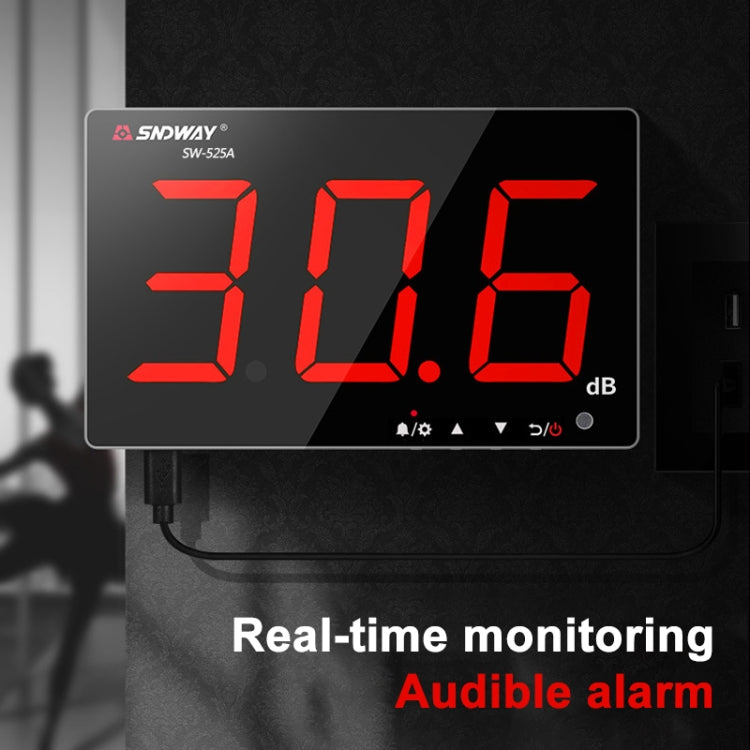 SNDWAY SW525A Wall-mounted 30-130dB Large Screen Digital Display Noise Decibel Monitoring Testers - Light & Sound Meter by SNDWAY | Online Shopping UK | buy2fix