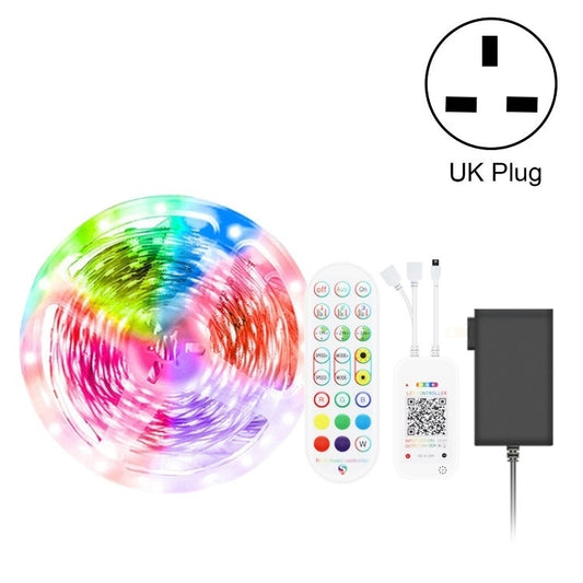 5M 150 LEDs Bluetooth Suit Smart Music Sound Control Light Strip Non-waterproof 5050 RGB Colorful Atmosphere LED Light Strip With 24-Keys Remote Control(UK Plug) - Bare Board Light by buy2fix | Online Shopping UK | buy2fix