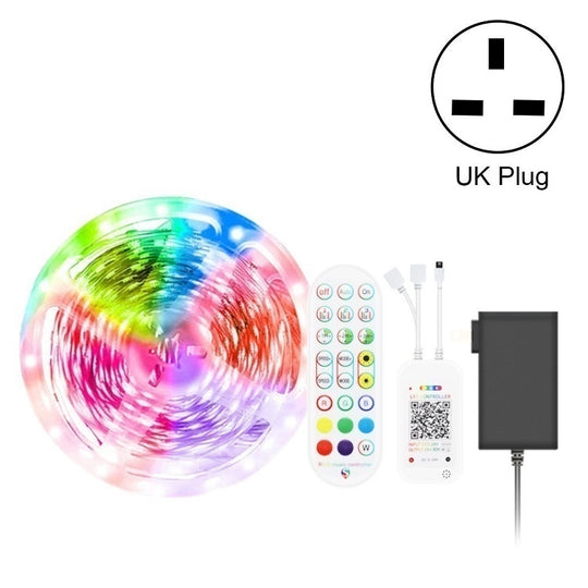 5M 300 LEDs Bluetooth Suit Smart Music Sound Control Light Strip Non-waterproof 5050 RGB Colorful Atmosphere LED Light Strip With 24-Keys Remote Control(UK Plug)