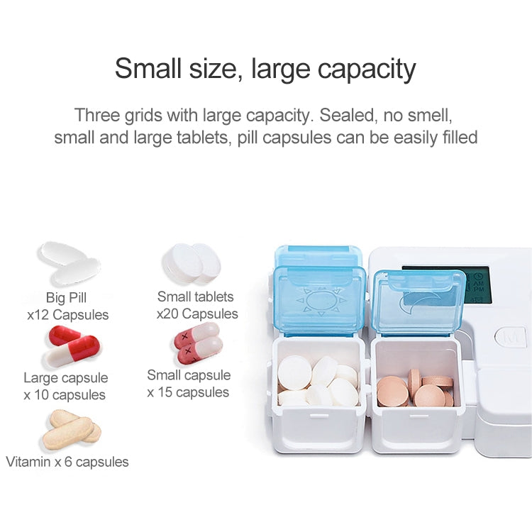 Portable Intelligent Plastic Storage Box Electronic Timing Reminder Medicine Boxes(Sky Blue) - Pill Boxes by buy2fix | Online Shopping UK | buy2fix