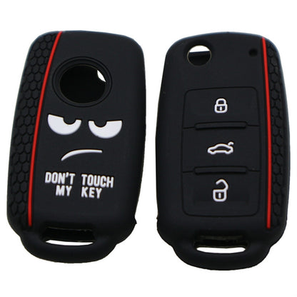 Do not Touch My Key Style Silicone Car Key Cover for Volkswagen Jetta Polo Passat Skoda Tiguan Golf(Black) by buy2fix