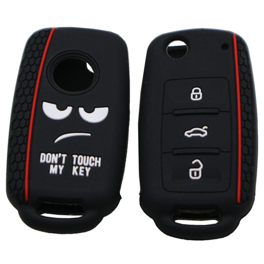 Do not Touch My Key Style Silicone Car Key Cover for Volkswagen Jetta Polo Passat Skoda Tiguan Golf(Black) by buy2fix