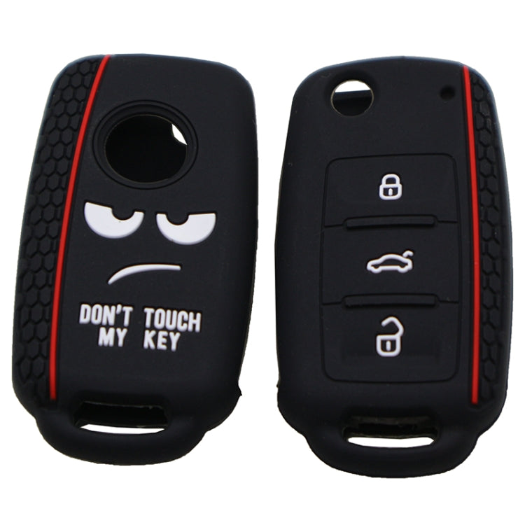 Do not Touch My Key Style Silicone Car Key Cover for Volkswagen Jetta Polo Passat Skoda Tiguan Golf(Black) by buy2fix