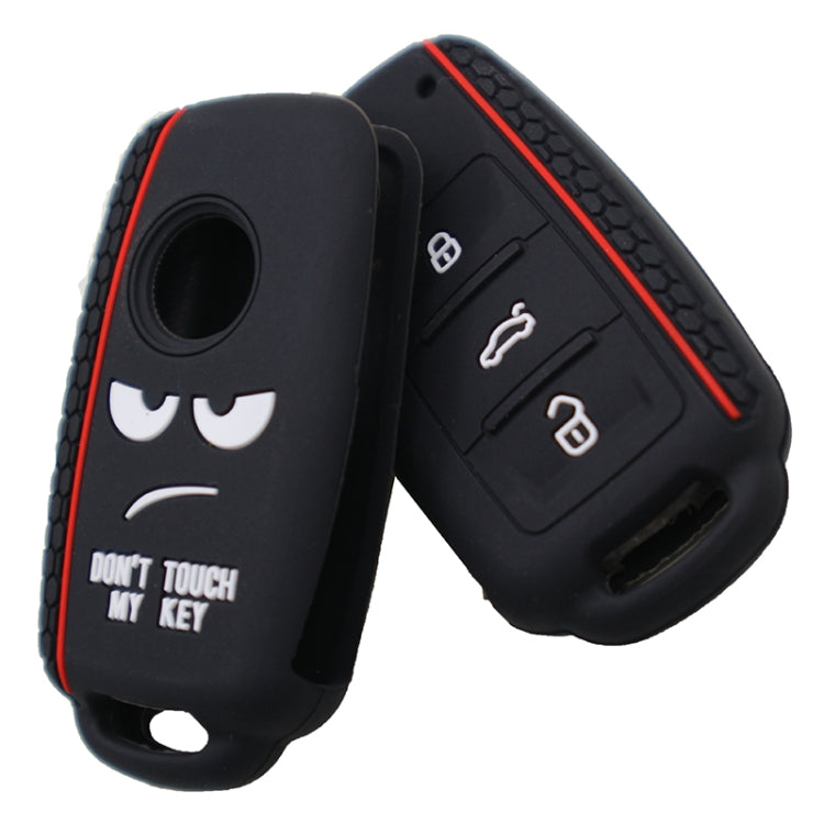 Do not Touch My Key Style Silicone Car Key Cover for Volkswagen Jetta Polo Passat Skoda Tiguan Golf(Black) by buy2fix