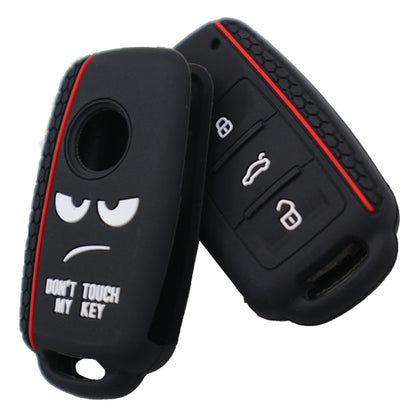 Do not Touch My Key Style Silicone Car Key Cover for Volkswagen Jetta Polo Passat Skoda Tiguan Golf(Black) by buy2fix