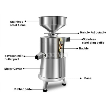 130/1800W Household Stainless Steel Refiner Large Capacity  Slurry Separation Fresh Grinding Soymilk Tofu Machine, CN Plug(Silver) - Electric juicers by buy2fix | Online Shopping UK | buy2fix
