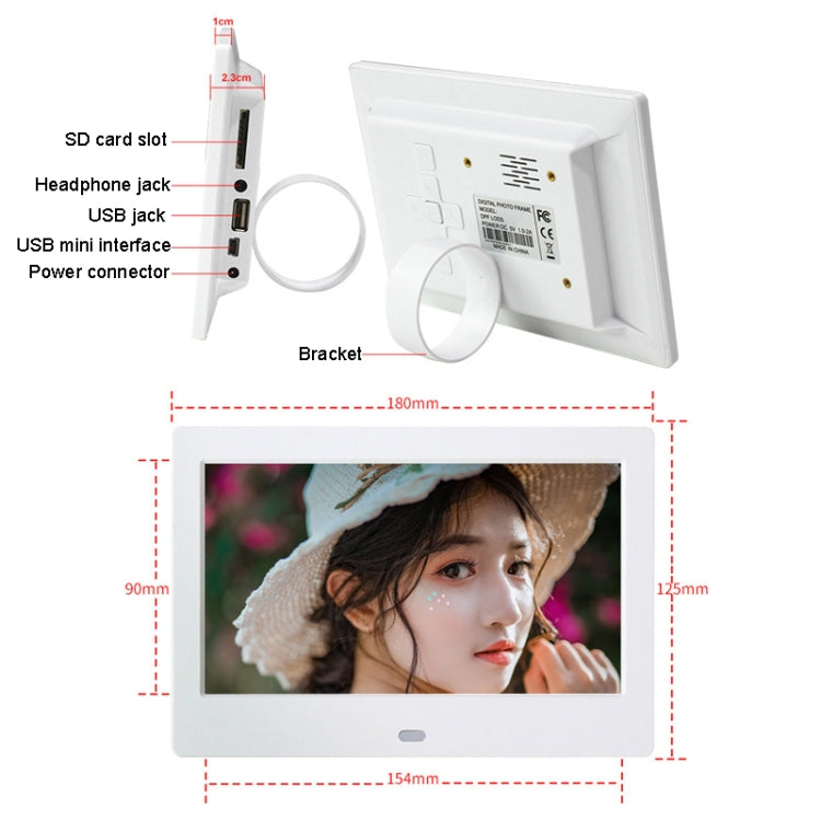 DPF-706 7 inch Digital Photo Frame LED Wall Mounted Advertising Machine, Plug:UK Plug(Black) - 1.5-7.0 inch by buy2fix | Online Shopping UK | buy2fix