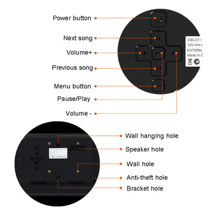 DPF-1201 12 inch 1280x800 Resolution Wall Mounted Advertising Machine LCD Electronic Photo Frame, Plug:AU Plug(Black) - 11-15 inch by buy2fix | Online Shopping UK | buy2fix
