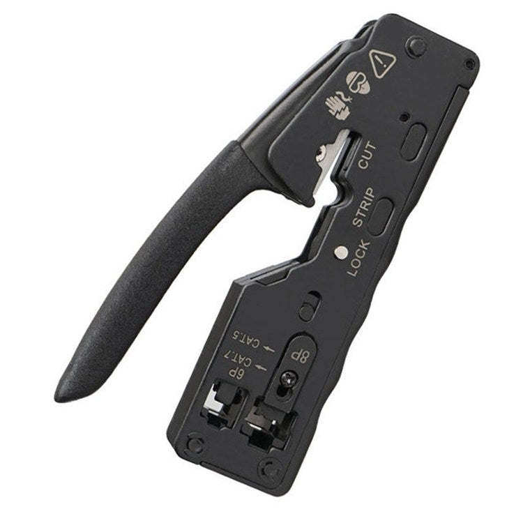Multifunctional Seven-type Through-hole Crystal Head 6P8P Wire Stripping Network Tool Extrusion Crimping Wire Network Cable Pliers by buy2fix