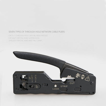 Multifunctional Seven-type Through-hole Crystal Head 6P8P Wire Stripping Network Tool Extrusion Crimping Wire Network Cable Pliers by buy2fix
