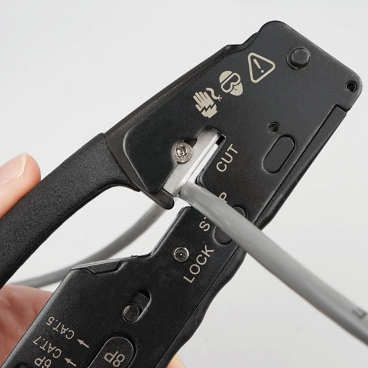 Multifunctional Seven-type Through-hole Crystal Head 6P8P Wire Stripping Network Tool Extrusion Crimping Wire Network Cable Pliers by buy2fix
