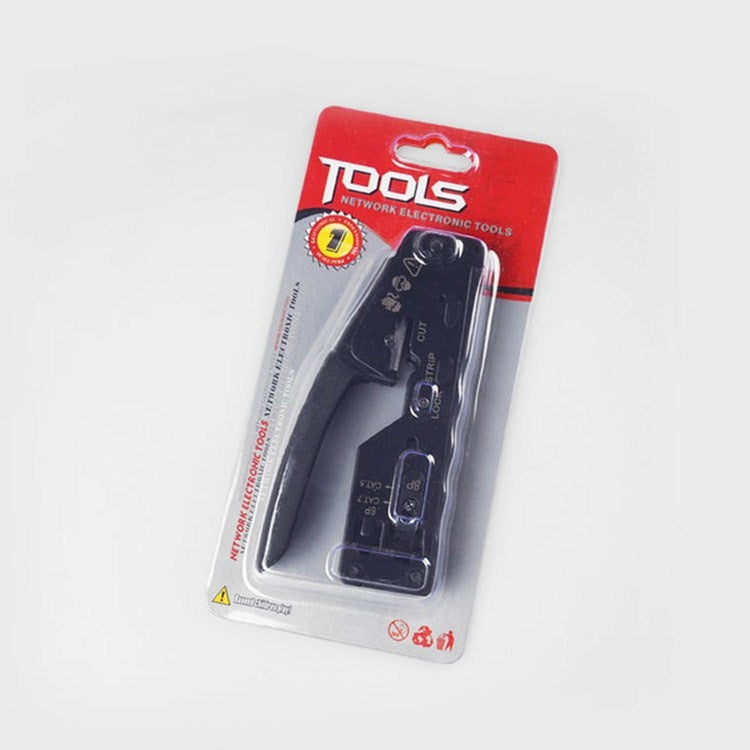 Multifunctional Seven-type Through-hole Crystal Head 6P8P Wire Stripping Network Tool Extrusion Crimping Wire Network Cable Pliers by buy2fix