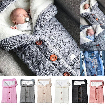 Warm Soft Cotton Knitting Envelope Newborn Baby Sleeping Bag(Dark Blue) - Sleeping Bag by buy2fix | Online Shopping UK | buy2fix