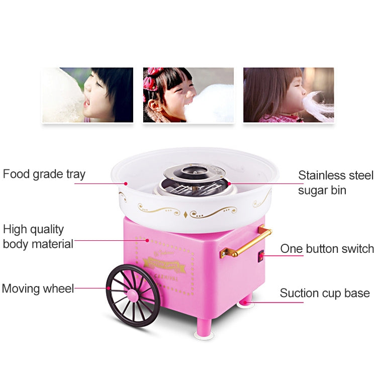 Retro Trolley Mini Cotton Candy Machine, Specification:European Regulations 220 V(Pink) - Cotton Candy Machine by buy2fix | Online Shopping UK | buy2fix