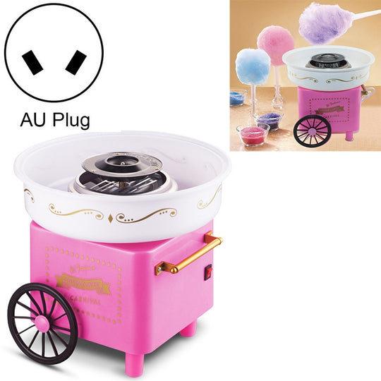 Mini machine à barbe à papa à chariot rétro, spécifications : réglementation australienne 220 V (rose)