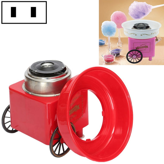 Mini machine à barbe à papa à chariot rétro, spécifications : norme nationale 220 V (rouge)