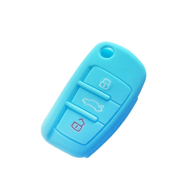 2 PCS Car Key Cover Silicone Flip Key Remote Holder Case Cover for Audi Q3 A3 A1(Blue) by buy2fix