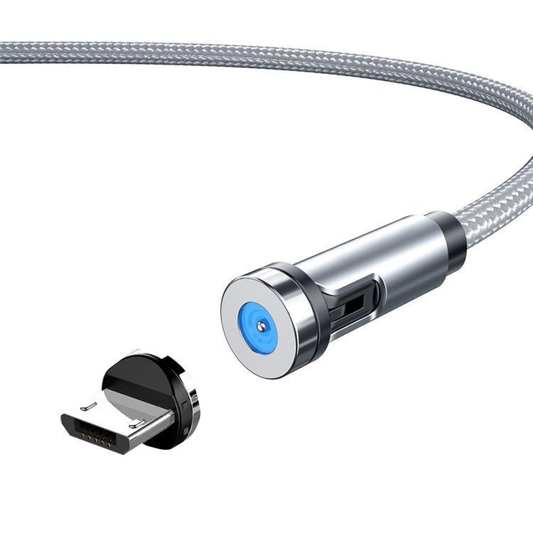 CC56 Micro USB Magnetic Interface Dust Plug Rotating Data Charging Cable, Cbale Length: 2m(Silver) by buy2fix