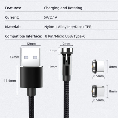 CC56 Micro USB Magnetic Interface Dust Plug Rotating Data Charging Cable, Cbale Length: 2m(Silver) by buy2fix
