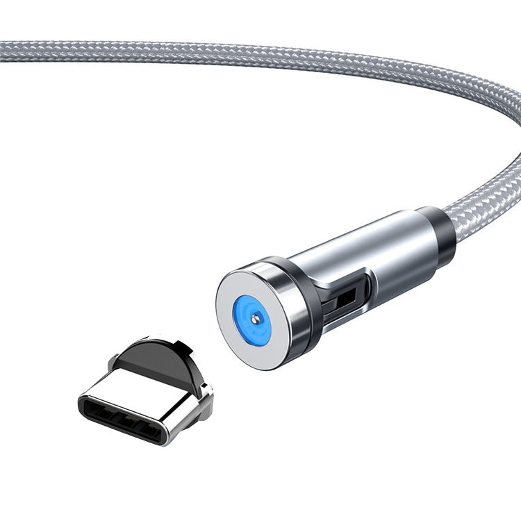 CC56 USB to Type-C / USB-C Magnetic Interface Dust Plug Rotating Data Charging Cable, Cbale Length: 2m(Silver) by buy2fix