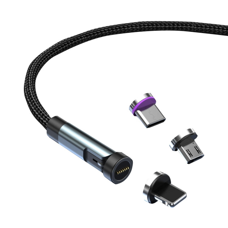 CC57 8 Pin + Type-C/USB-C + Micro USB Magnetic Interface Rotating Fast Charging Data Cable, Cbale Length: 1m(Black) by buy2fix