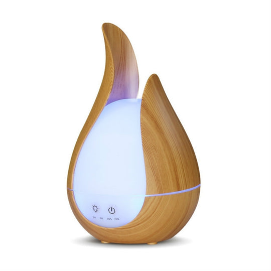 Diffuseur d'huile essentielle d'arôme d'humidificateur d'air à ultrasons de 200 ml 7 couleurs LED veilleuse Cool Mist Maker, type de prise: prise britannique (base en bois clair)