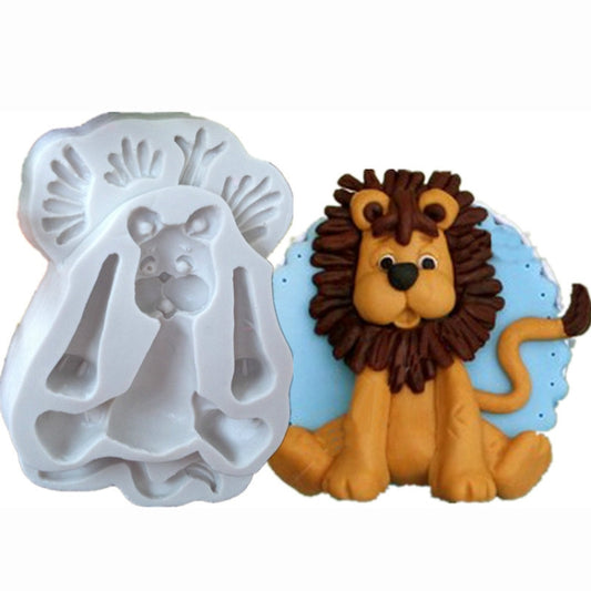 2 PCS 3D Animal Shape Silicone Form Fondant Cake Biscuit Molds(Lion) - Food Molds by buy2fix | Online Shopping UK | buy2fix