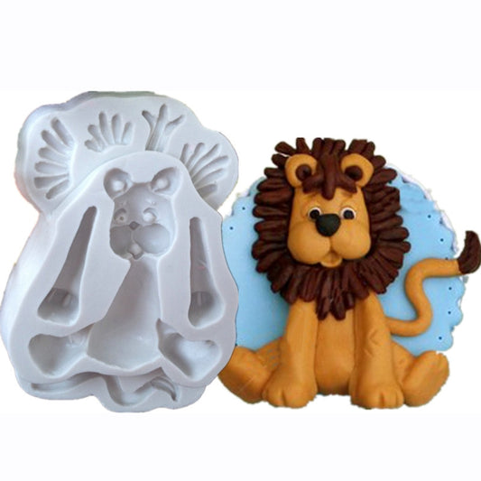 2 PCS 3D Animal Shape Silicone Form Fondant Cake Biscuit Molds(Lion) - Food Molds by buy2fix | Online Shopping UK | buy2fix