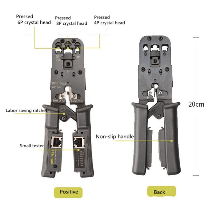 Multifunctional 4P8P6P Three-purpose Tester Ratchet Type Network Tool Squeeze Crimping Wire Network Pliers by buy2fix