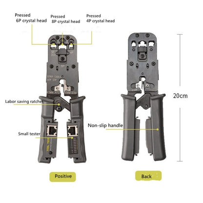 Multifunctional 4P8P6P Three-purpose Tester Ratchet Type Network Tool Squeeze Crimping Wire Network Pliers by buy2fix
