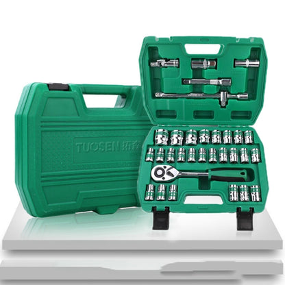 TUOSEN 32 In 1 Sleeve Combination Tool Auto Repair Tool Casing Wrench Set, Style:Green Belt - Hand Tool Sets by buy2fix | Online Shopping UK | buy2fix