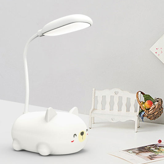Cartoon Cat Design LED Eye Protection Reading Lamp USB Rechargeable Desk Lamp(White) - Desk Lamps by buy2fix | Online Shopping UK | buy2fix