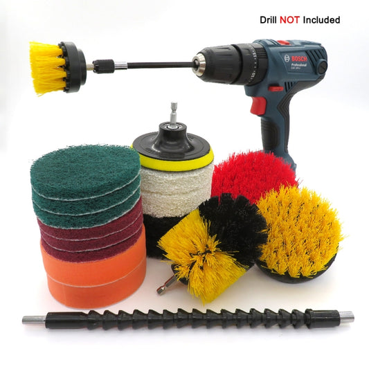 19 in 1 Household Nylon Hexagonal Electric Drill Brush Pads Scouring Sanding Disc Pad Kits - Sponges, Cloths & Brushes by buy2fix | Online Shopping UK | buy2fix