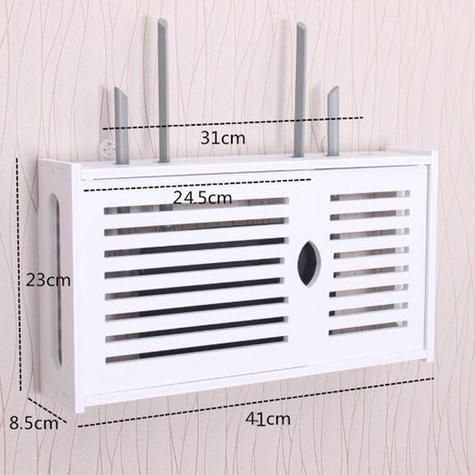 Wifi Router Box PVC Wall-mounted Shelf Hanging Board Bracket Storage Box, Size:41x23x8.5cm(Shutter) - Shelf & Hooks by buy2fix | Online Shopping UK | buy2fix