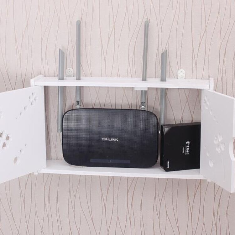 Wifi Router Box PVC Wall-mounted Shelf Hanging Board Bracket Storage Box, Size:41x23x8.5cm(Shutter) - Shelf & Hooks by buy2fix | Online Shopping UK | buy2fix