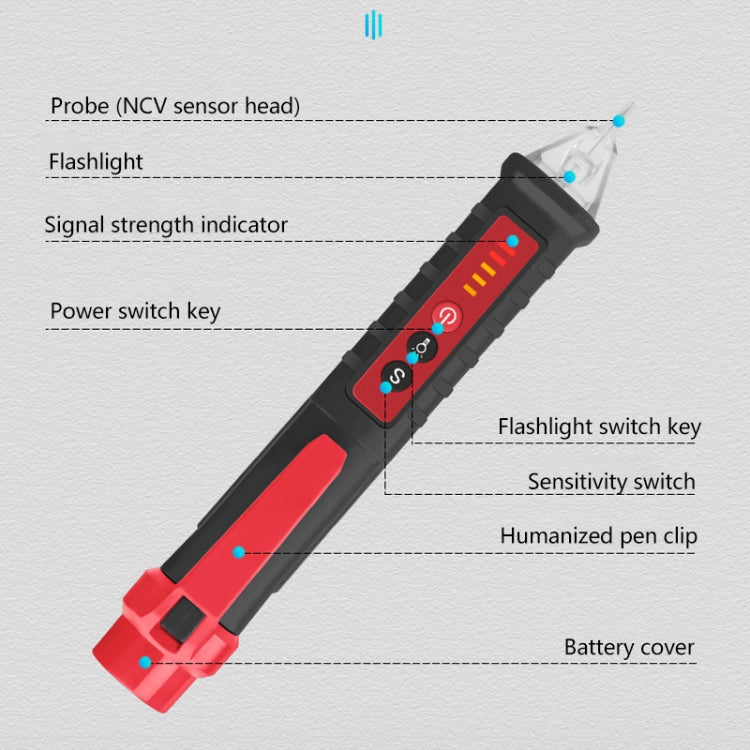 ANENG Non-contact Smart Electric Pen Home Induction Sound And Light Alarm Electric Pen(Red) - Voltage Detector by buy2fix | Online Shopping UK | buy2fix