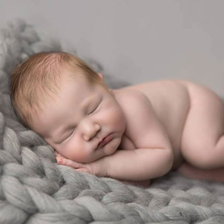 50x50cm Soft Newborn Photography Prop Chunky Knit Blanket  for 100 Days Milestone(White) - Baby Photo Props by buy2fix | Online Shopping UK | buy2fix