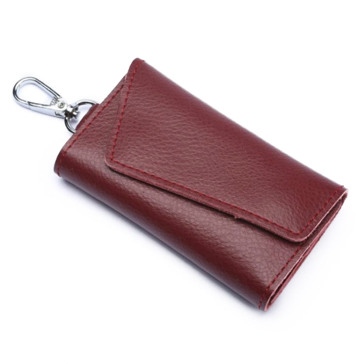 Multifunctional Litchi Texture Leather Keychain Bag Car Key Bag(Wine Red) by buy2fix