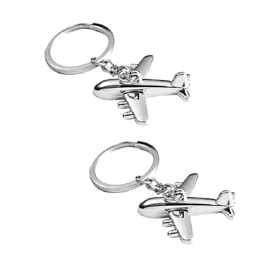 2 PCS Creative Stereo Plane Metal Keychain Bag Pendant Souvenir, Specification:4 × 4 cm(Silver Small Plane) by buy2fix